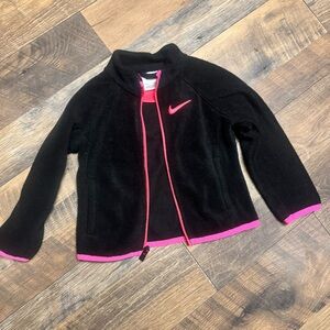Nike Kids Black Fleece Jacket with Pink Accents